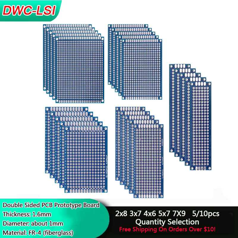 Diy Electronics Workbench - 5/10PCS Blue Double-sided PCB Prototype Board