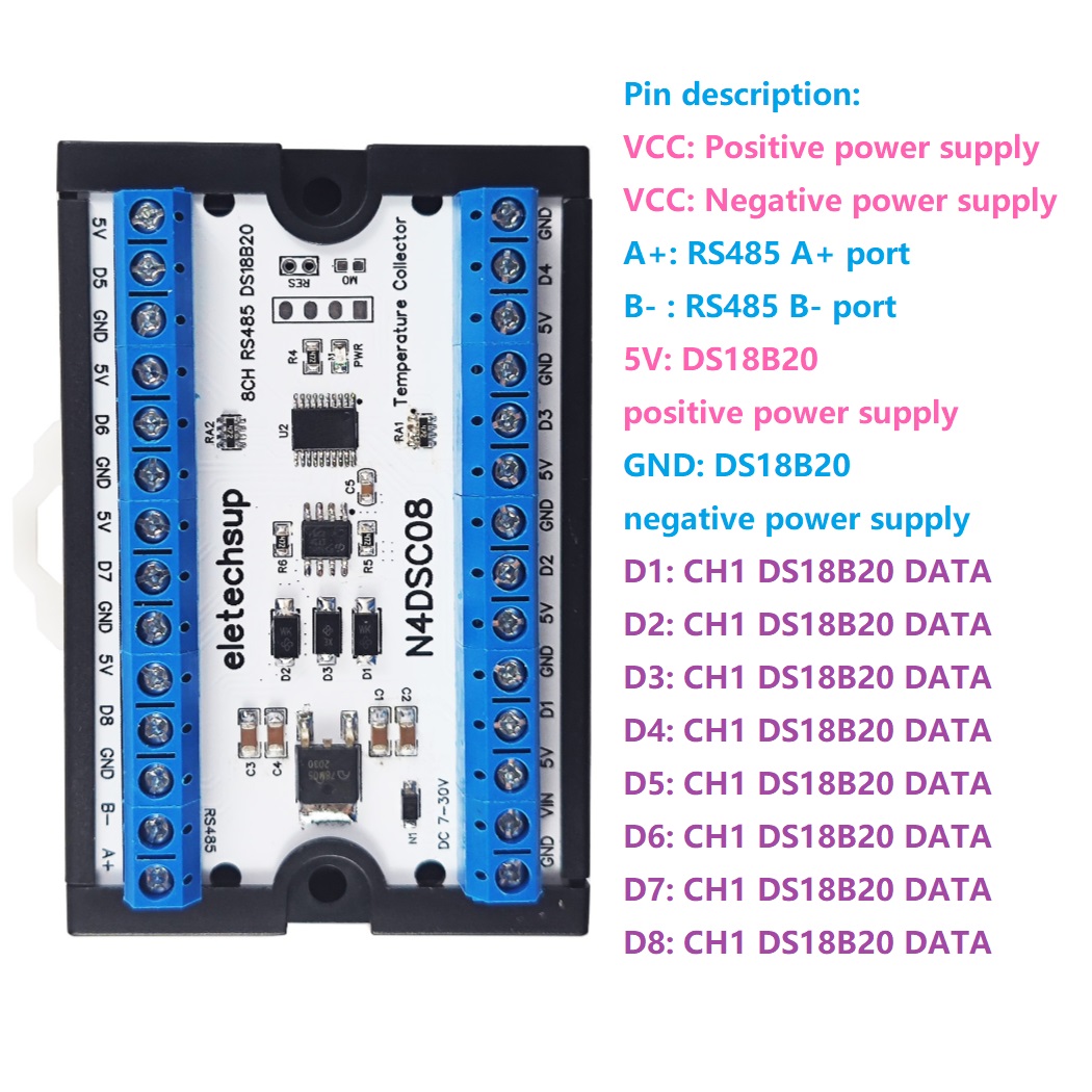 Ds18B20 Temperature Sensor - 8-Way 1-Wire DS18B20 Digital Temperature Sensor