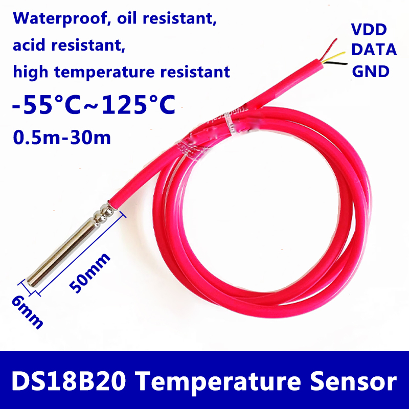 Ds18B20 Temperature Sensor - DS18B20 Waterproof Digital Temperature sensor 6mm