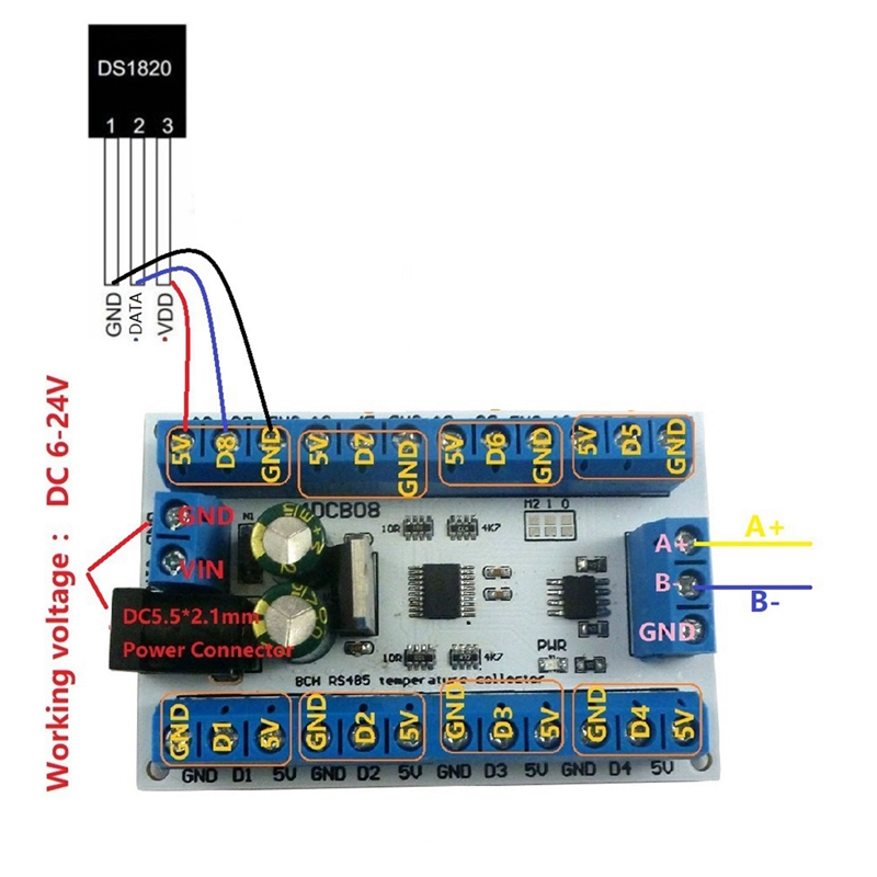 ELETECHSUP 8Ch Ds18b20 Rs485 M - Ds18B20 Temperature Sensor recension och pris