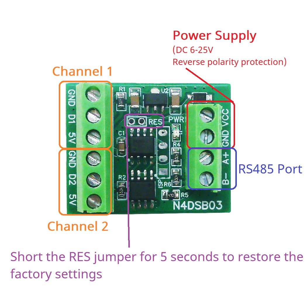 2CH RS485 Modbus  -55 to +125C - Ds18B20 Temperature Sensor recension och pris