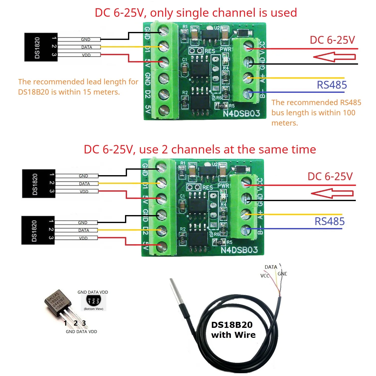 -55 to +125C DS18B20 Sensor  1 - Ds18B20 Temperature Sensor recension och pris